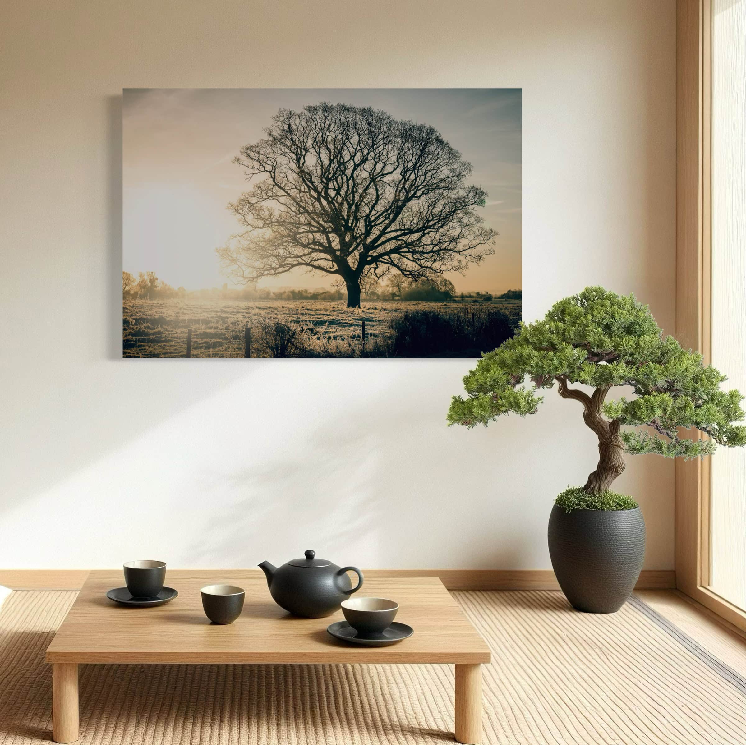 Aeonian Fine Art: Somerset Ice Tree Canvas shown as a hand-stretched canvas in a contemporary room setting.
