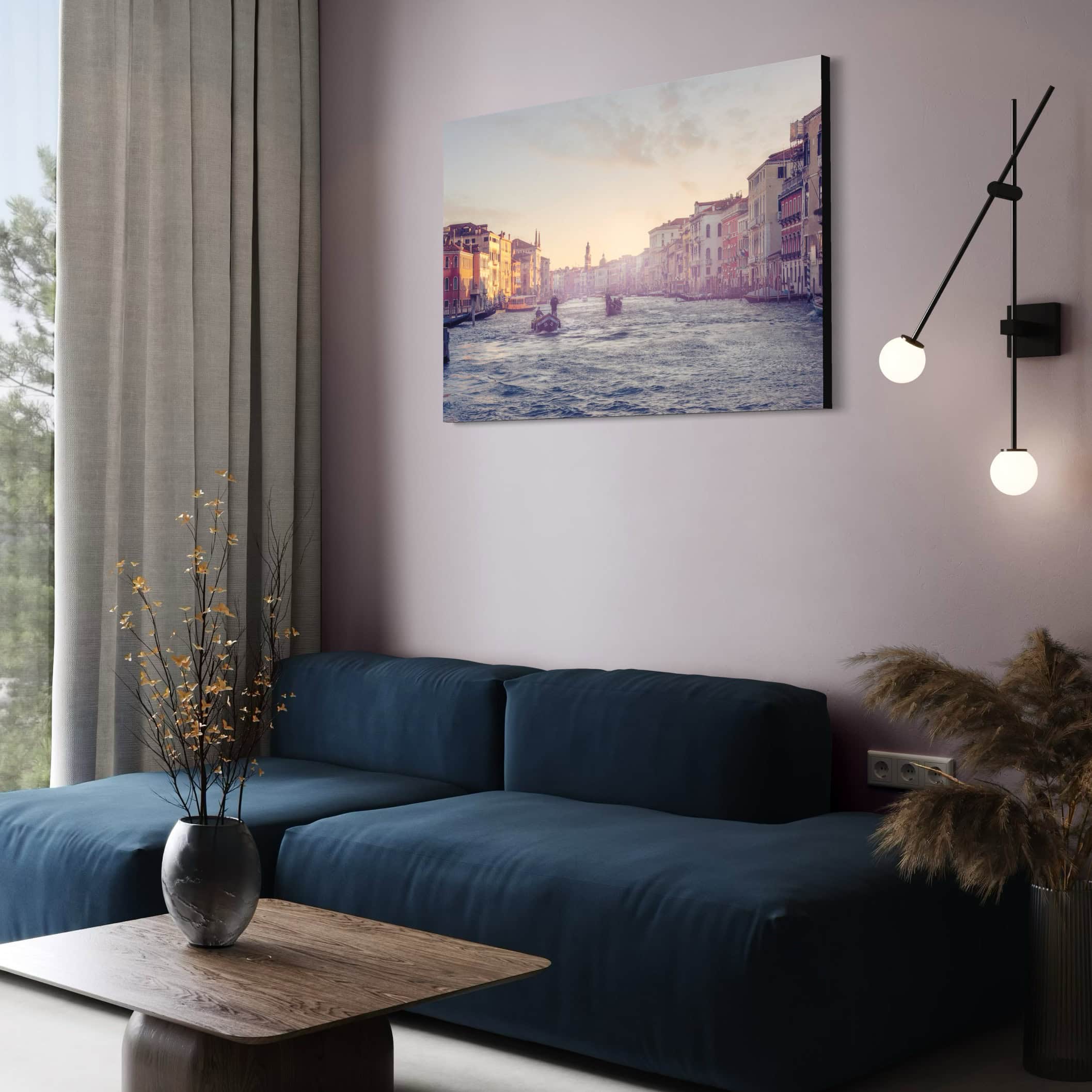 Aeonian Fine Art: Morning Deliveries Grande Canal. The working heartbeat of Venice at first light. Available as a 100% Cotton Canvas on 1.5-inch (3.8 cm) Latvian Pine or as a Limited Edition Hahnemühle Fine Art Print.