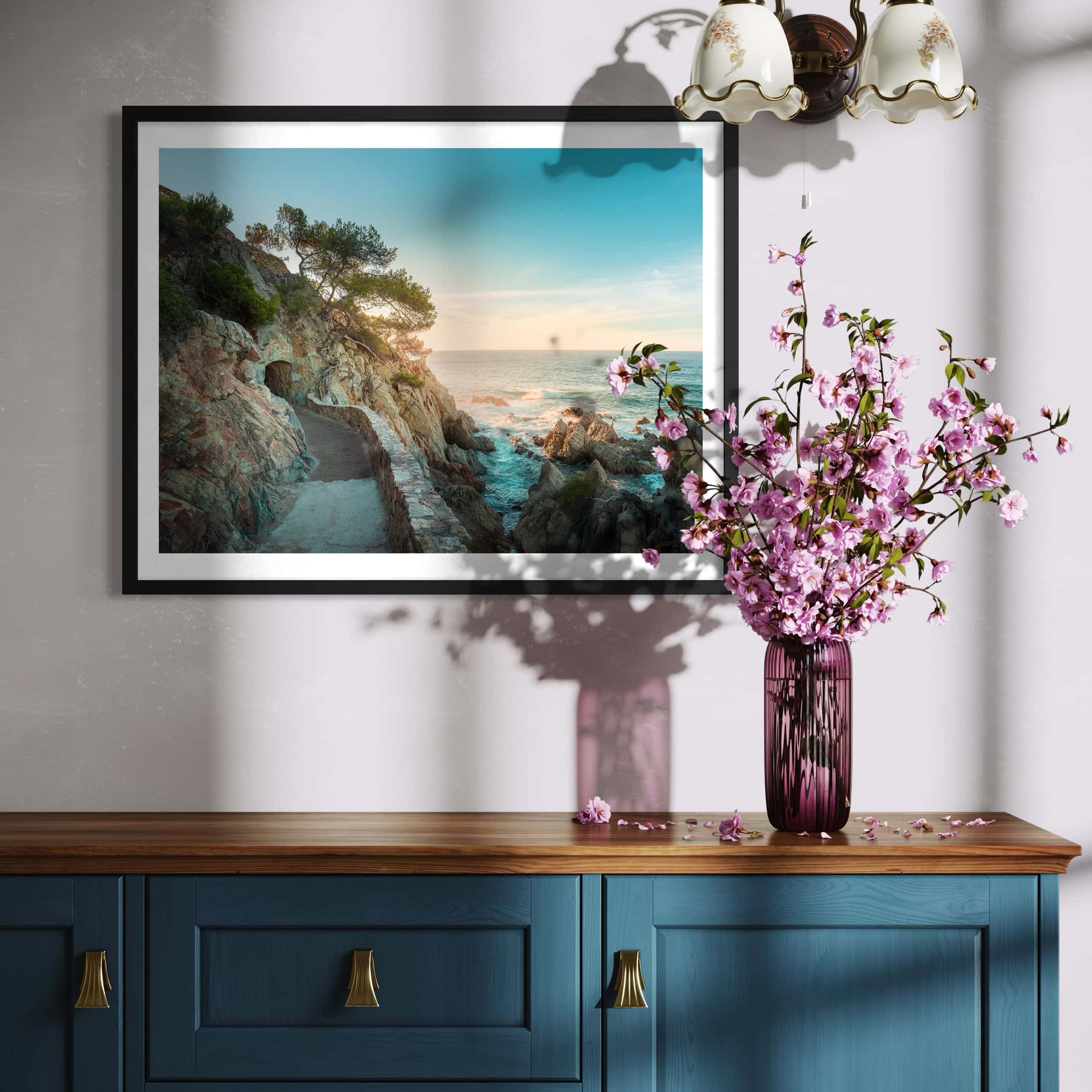 Aeonian Fine Art: Break In The Storm shown as a hand-stretched canvas in a contemporary room setting.