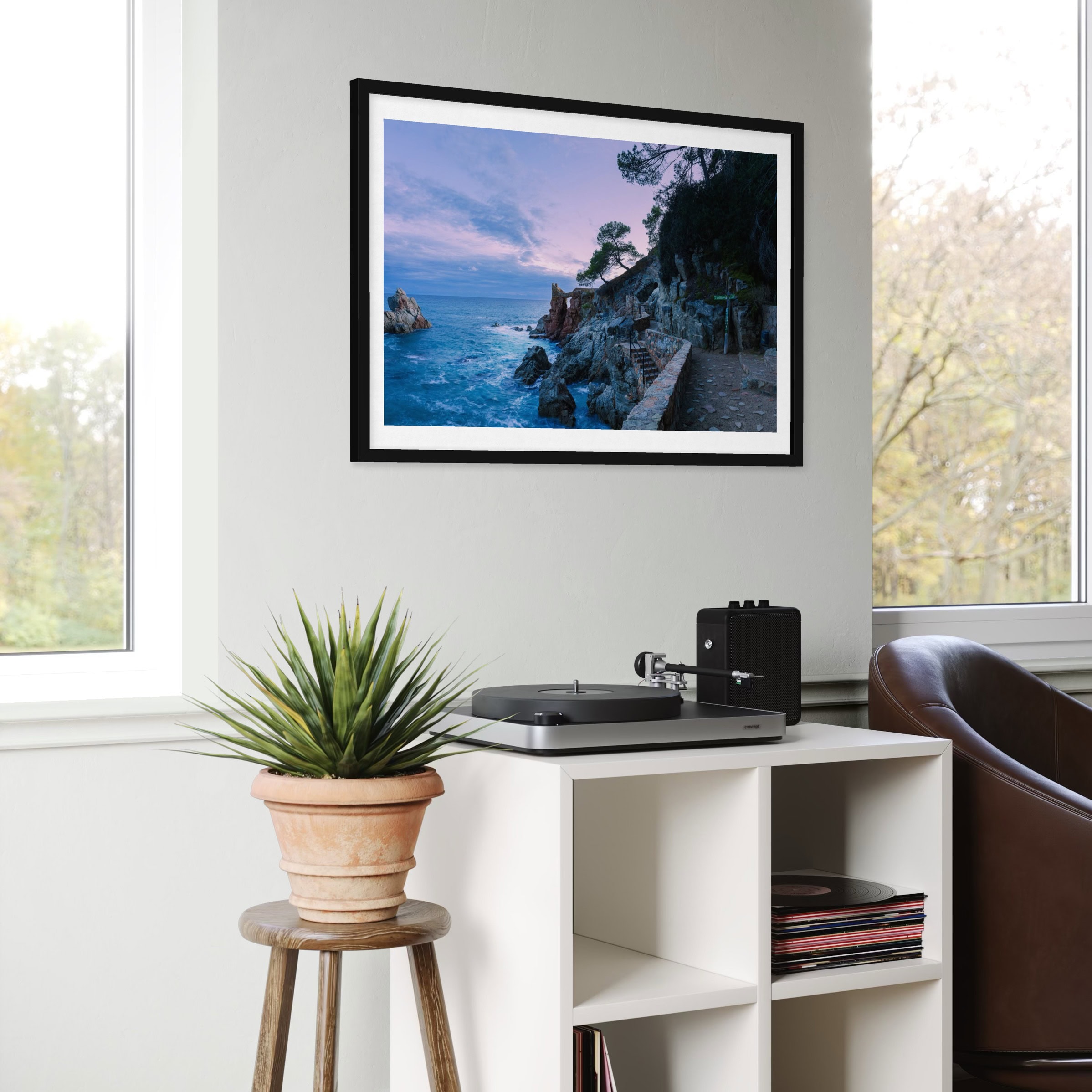 Aeonian Fine Art: Evening Falls Lloret. A serene study of twilight colors over the Mediterranean. Available as a 100% Cotton Canvas on 1.5-inch (3.8 cm) Latvian Pine or as a Limited Edition Hahnemühle Fine Art Print.