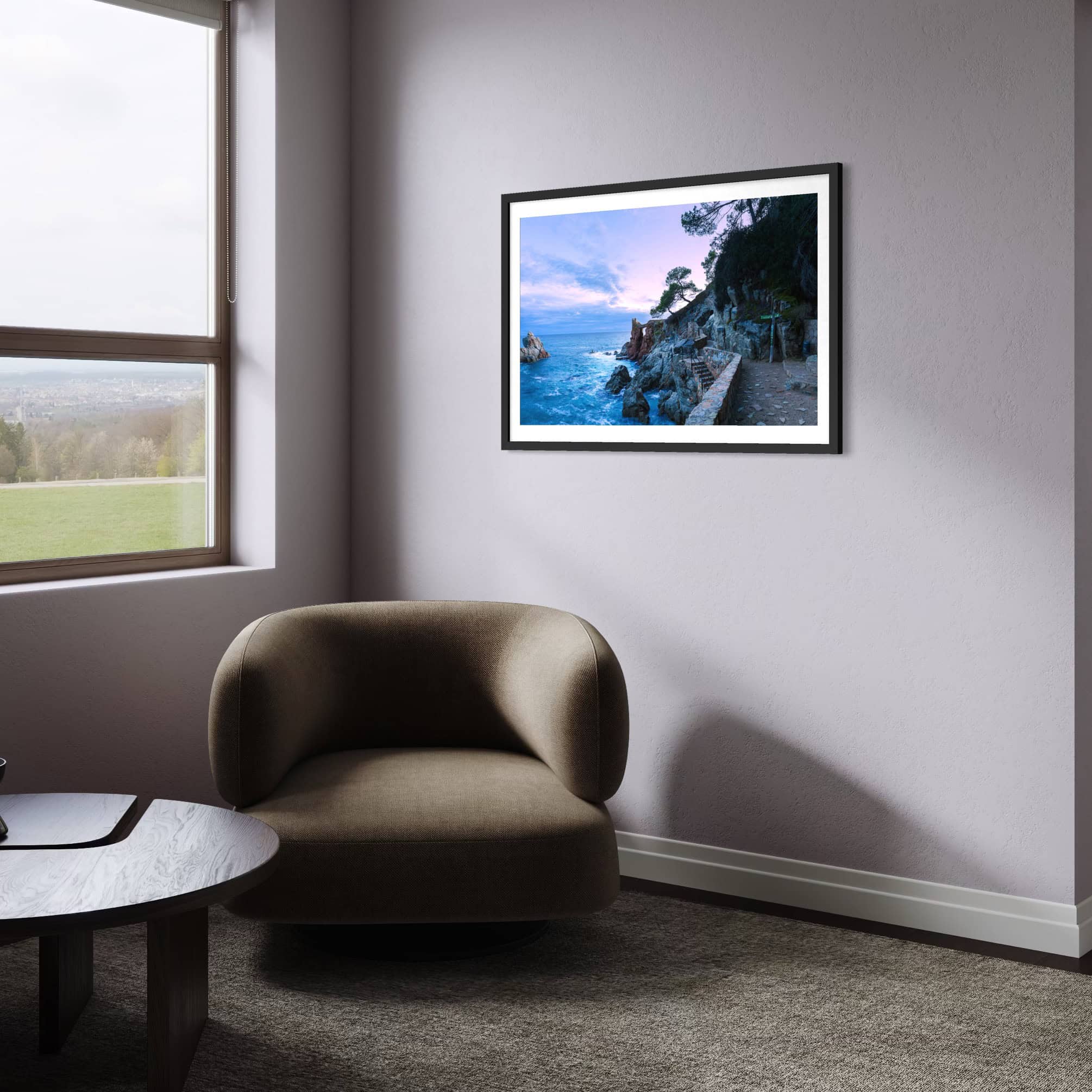 Aeonian Fine Art: Evening Falls Lloret. A serene study of twilight colors over the Mediterranean. Available as a 100% Cotton Canvas on 1.5-inch (3.8 cm) Latvian Pine or as a Limited Edition Hahnemühle Fine Art Print.