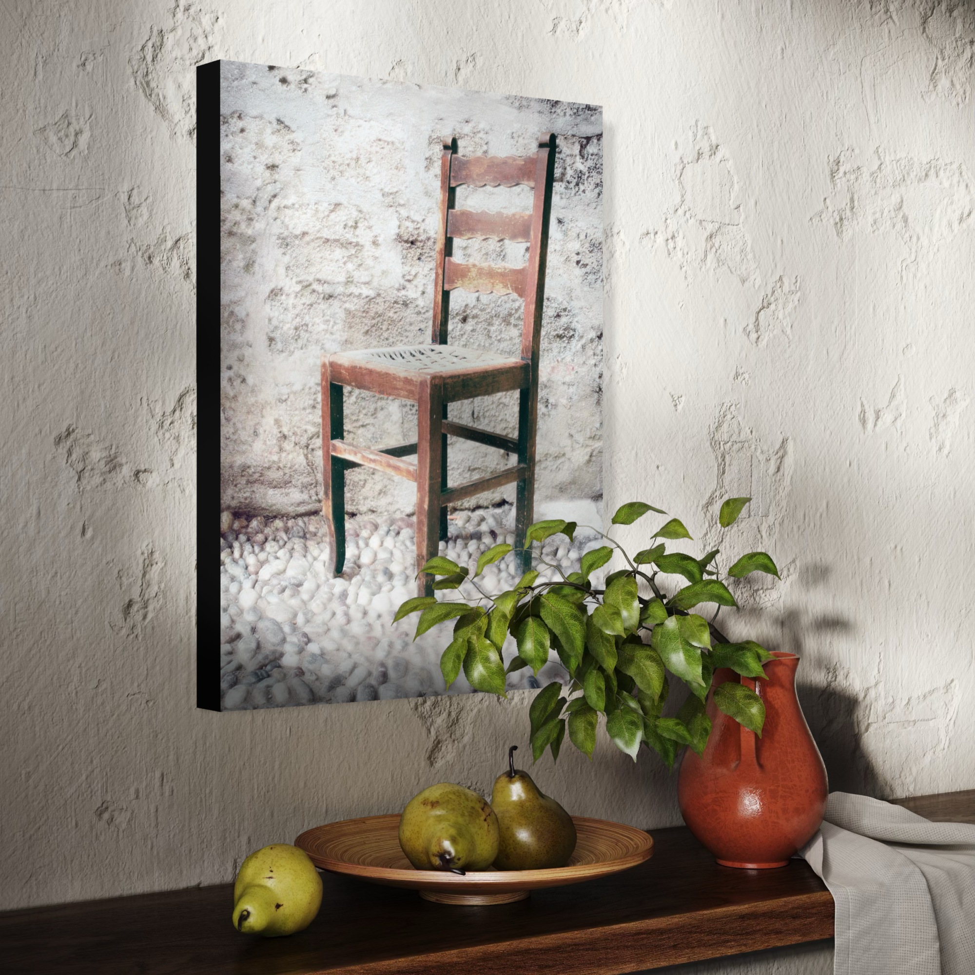 Aeonian Fine Art: A Place To Pause shown as a hand-stretched canvas in a contemporary room setting.