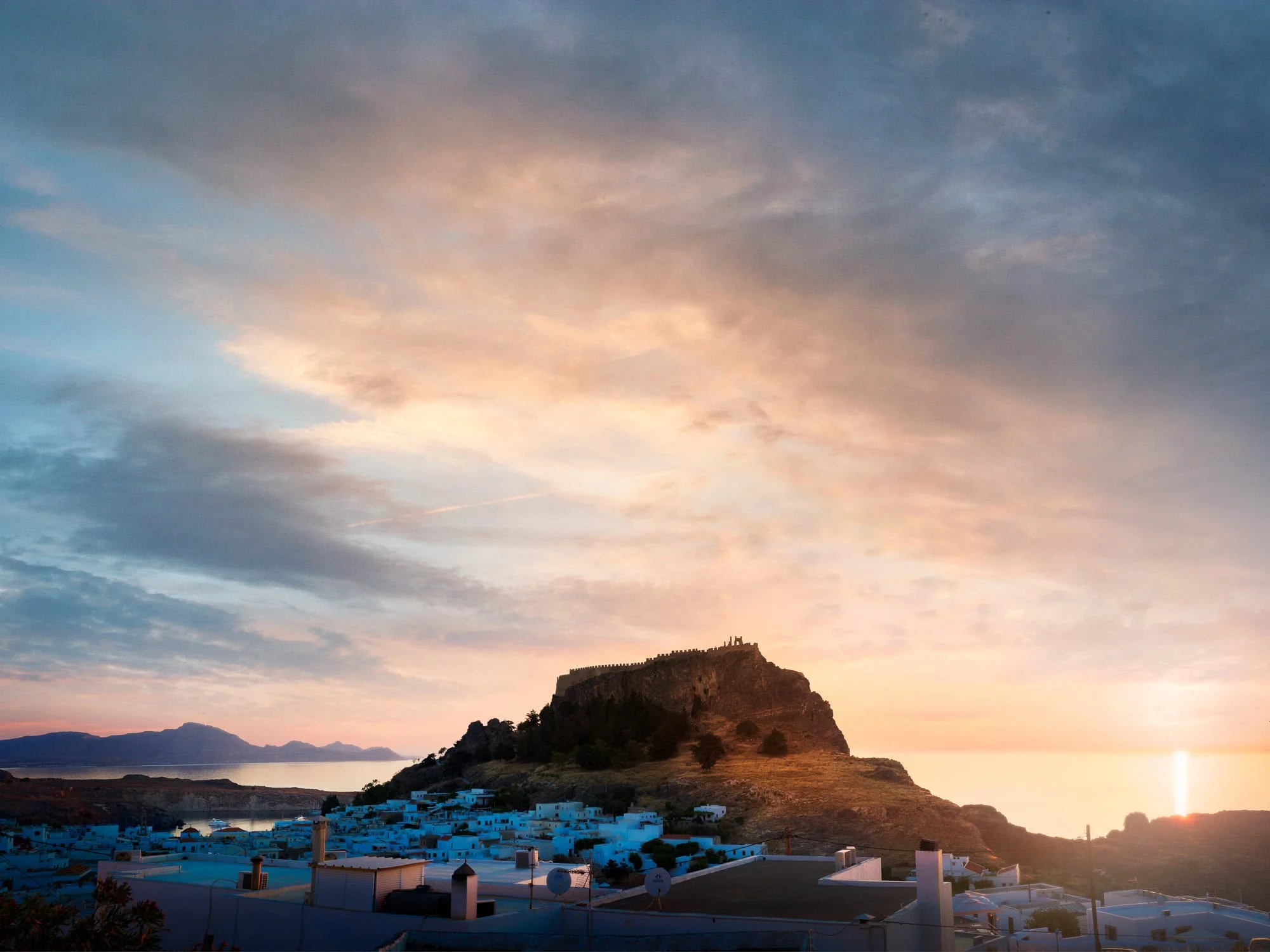 Aeonian Fine Art: Morning Chorus Lindos Rhodes. The waking sounds of Greece captured in light. Available as a 100% Cotton Canvas on 1.5-inch (3.8 cm) Latvian Pine or as a Limited Edition Hahnemühle Fine Art Print.